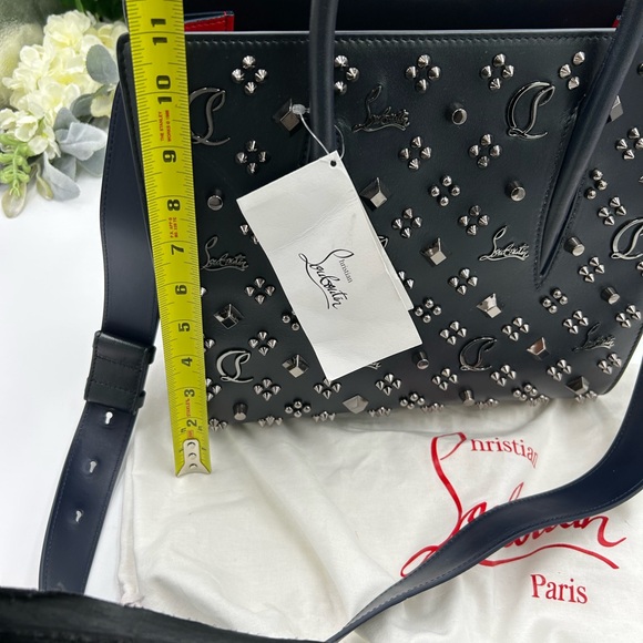 Women's Christian Louboutin studded monogram, leather tote with shoulder strap - Picture 15 of 16
